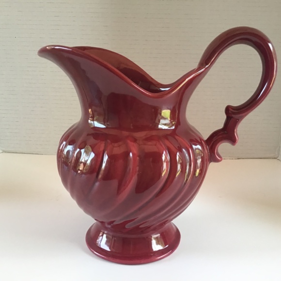 VTG 50s FRANCISCAN WARE Pitcher Jug Swirled Burgundy/Maroon Ceramic Mid Cent - Picture 2 of 10